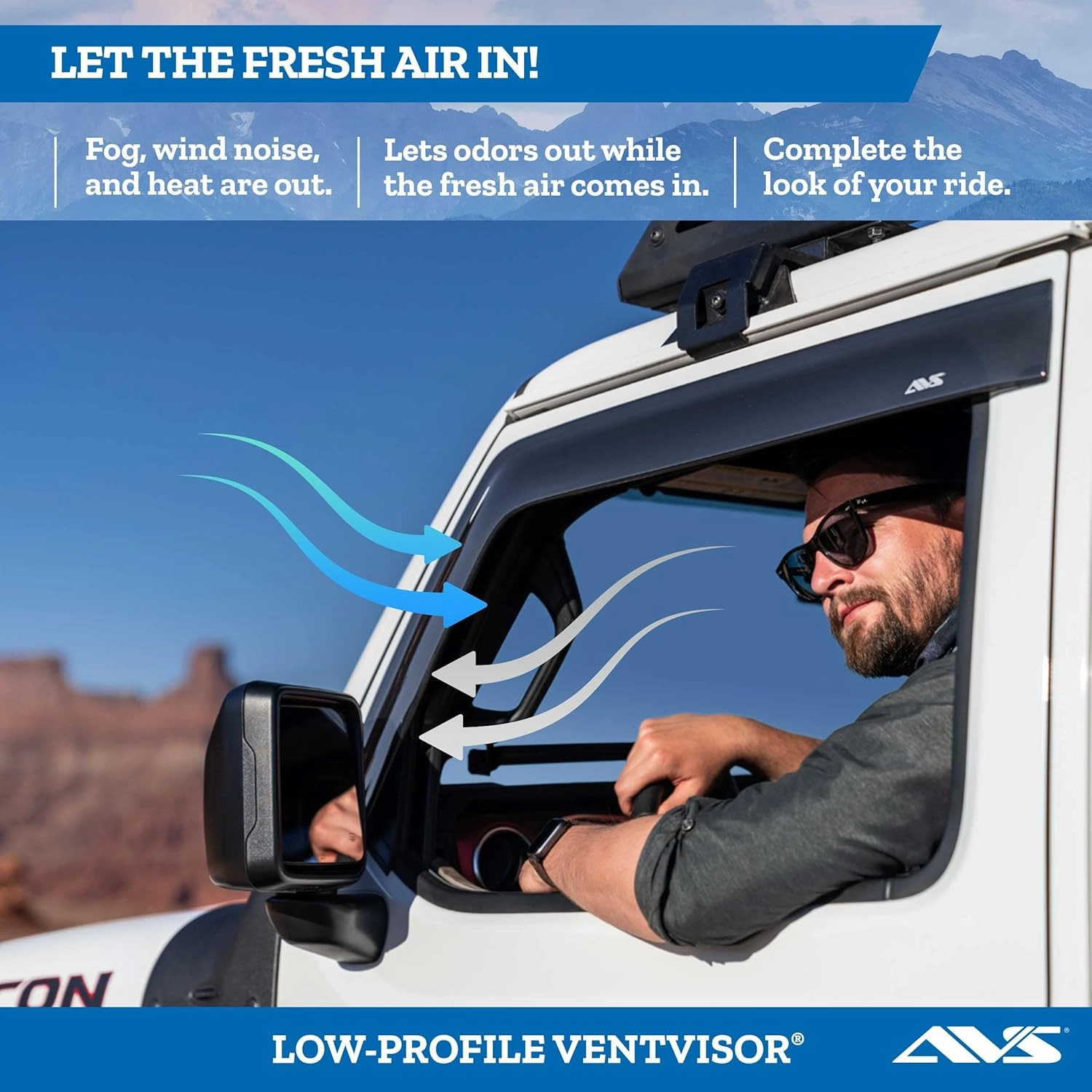 Auto Ventshade [AVS] Low Profile Rain Guards for 2011 - 2019 Ford Explorer | Window Vent Visors, 4 pcs. - Dark Smoke | 894052