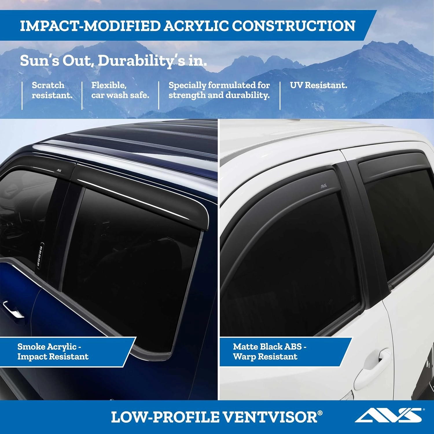 Auto Ventshade [AVS] Low Profile Rain Guards for 2011 - 2019 Ford Explorer | Window Vent Visors, 4 pcs. - Dark Smoke | 894052