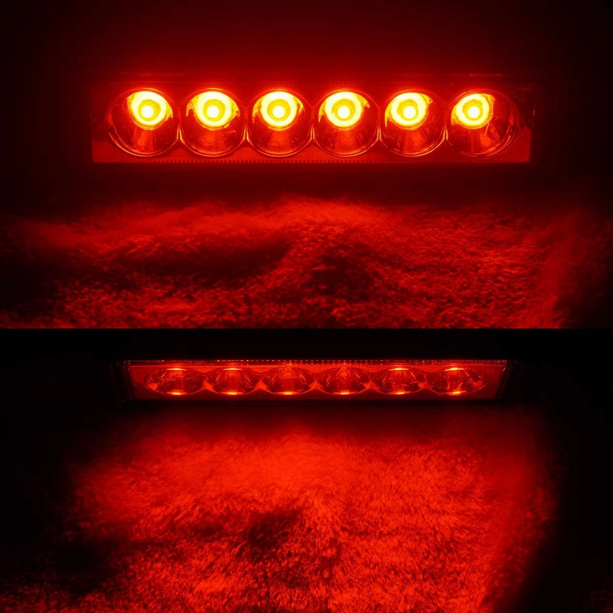 AUXMOTEC Red Led Light Bar 2PCS 18W Spot Driving Fog Light Off-road Work Light Waterproof Compatible for Boat ATV SUV Truck Pick-up Van Fishing Hunting Navigation 12v 24v