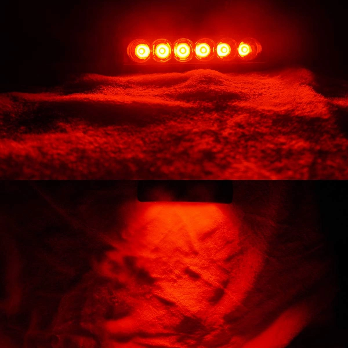 AUXMOTEC Red Led Light Bar 2PCS 18W Spot Driving Fog Light Off-road Work Light Waterproof Compatible for Boat ATV SUV Truck Pick-up Van Fishing Hunting Navigation 12v 24v