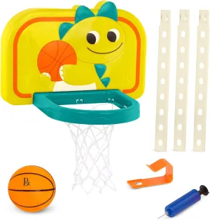 B. toys – Hanging Basketball Net – Adjustable Height – Mini Ball & Air Pump – Sports Toys & Active Play – 3 Years   – Dinosaur Dribbler