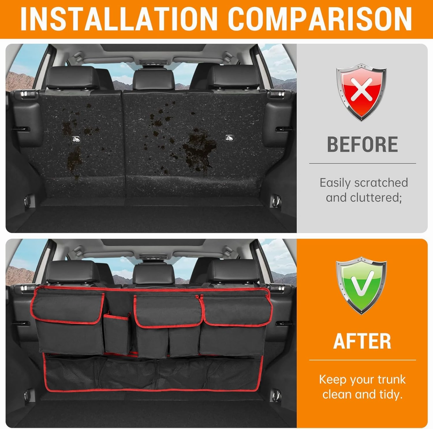 Back Seat Organizer Compatible with 2019-2024 Toyota RAV4,Storage Bag All-Weather Trunk Accessories TPE Seat Back Protector Mat Backrest Bag for 2024 2025 Toyota RAV4