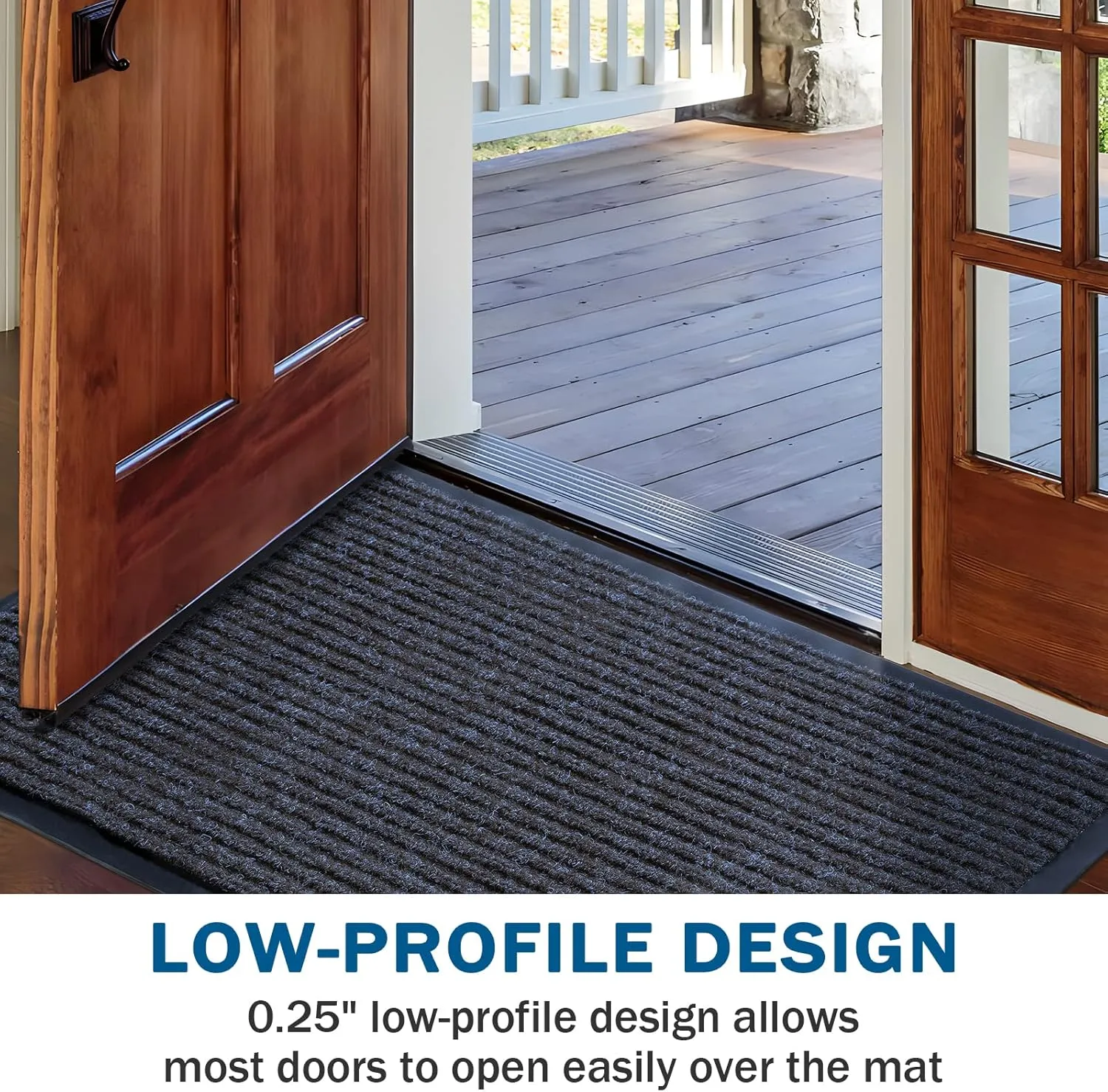 BAGAIL BASICS Door Mat 2-Pack, Doormat Entryway Mats Front Porch Doormats, Non-Slip Dirt-Resistant Entrance Mat, Easy Clean and Durable - 30 x 17 inches, Steel Gray