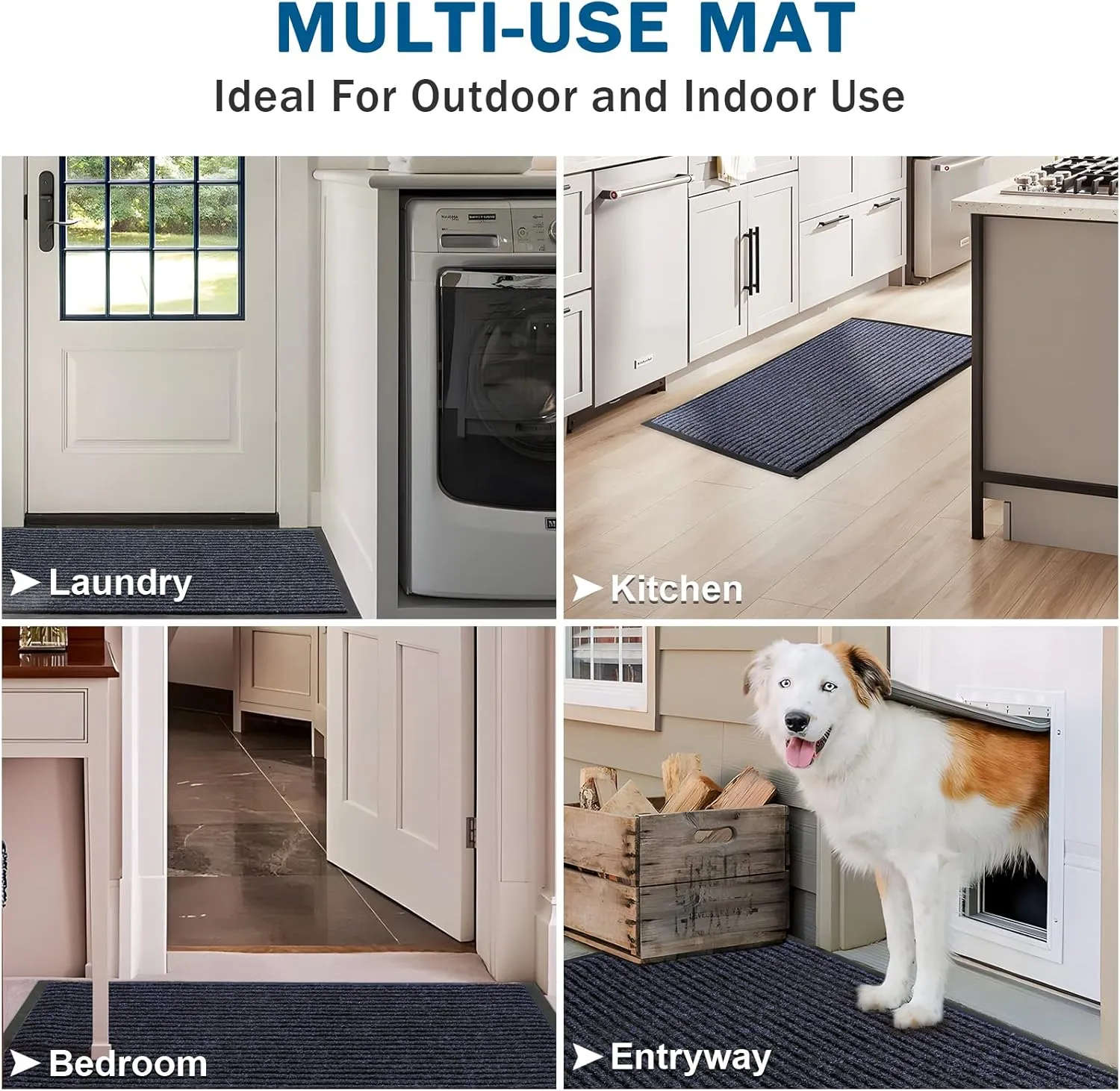 BAGAIL BASICS Door Mat 2-Pack, Doormat Entryway Mats Front Porch Doormats, Non-Slip Dirt-Resistant Entrance Mat, Easy Clean and Durable - 30 x 17 inches, Steel Gray
