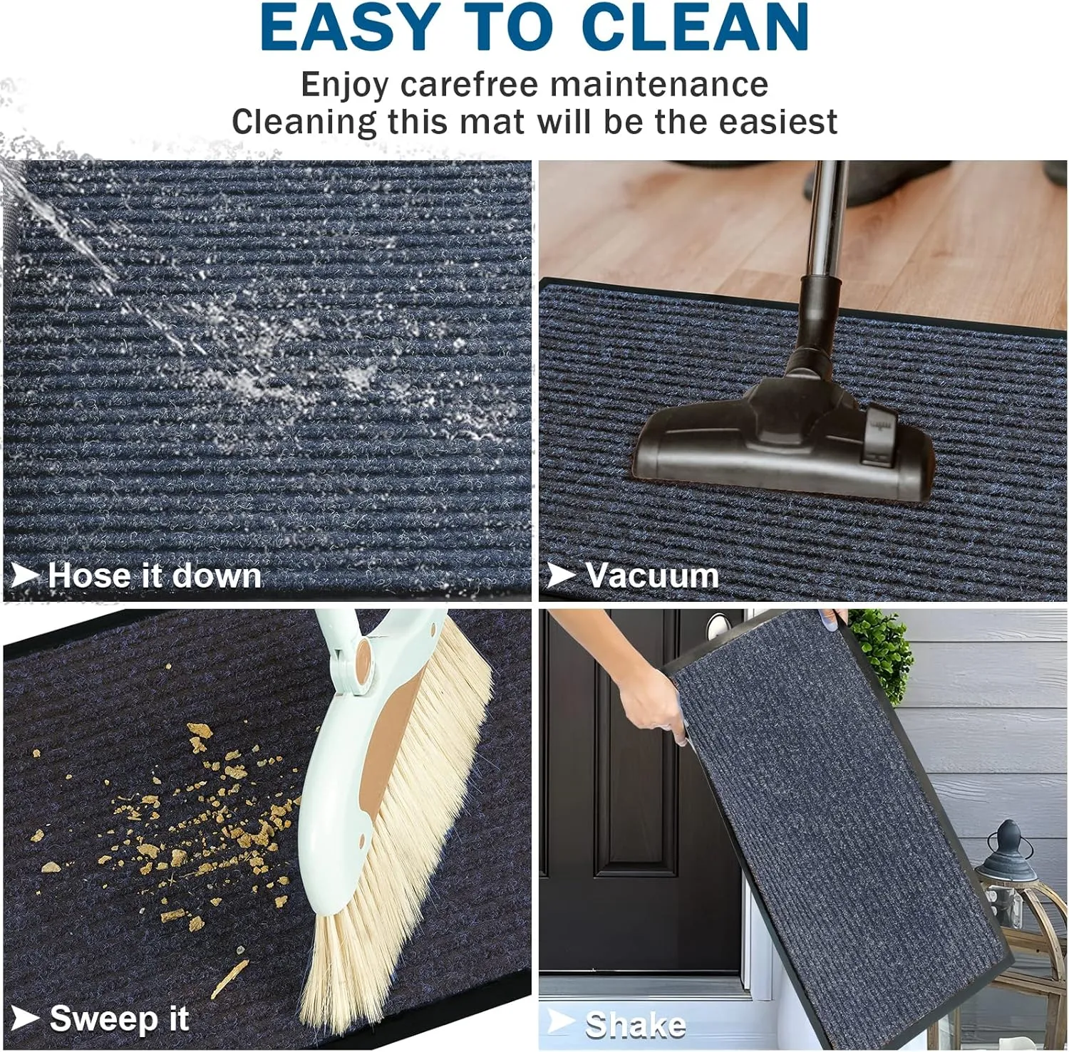 BAGAIL BASICS Door Mat 2-Pack, Doormat Entryway Mats Front Porch Doormats, Non-Slip Dirt-Resistant Entrance Mat, Easy Clean and Durable - 30 x 17 inches, Steel Gray