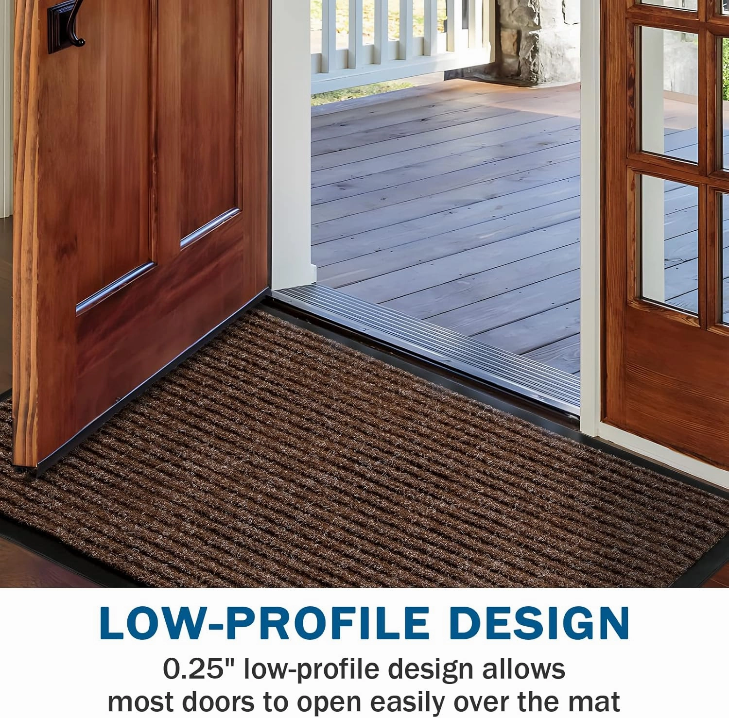 BAGAIL BASICS Door Mat 2-Pack, Doormat Entryway Mats Front Porch Doormats, Non-Slip Dirt-Resistant Entrance Mat, Easy Clean and Durable - 30 x 17 inches, Brown