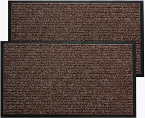 BAGAIL BASICS Door Mat 2-Pack, Doormat Entryway Mats Front Porch Doormats, Non-Slip Dirt-Resistant Entrance Mat, Easy Clean and Durable - 30 x 17 inches, Brown