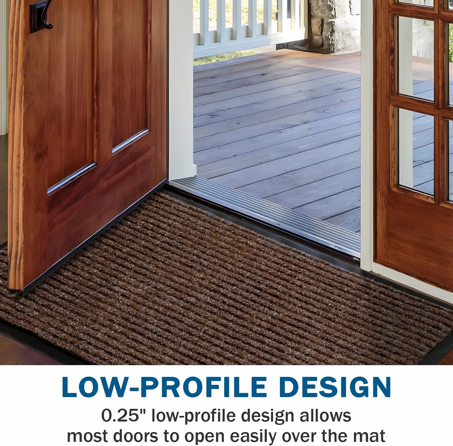 BAGAIL BASICS Door Mat 2-Pack, Doormat Entryway Mats Front Porch Doormats, Non-Slip Dirt-Resistant Entrance Mat, Easy Clean and Durable - 30 x 17 inches, Brown
