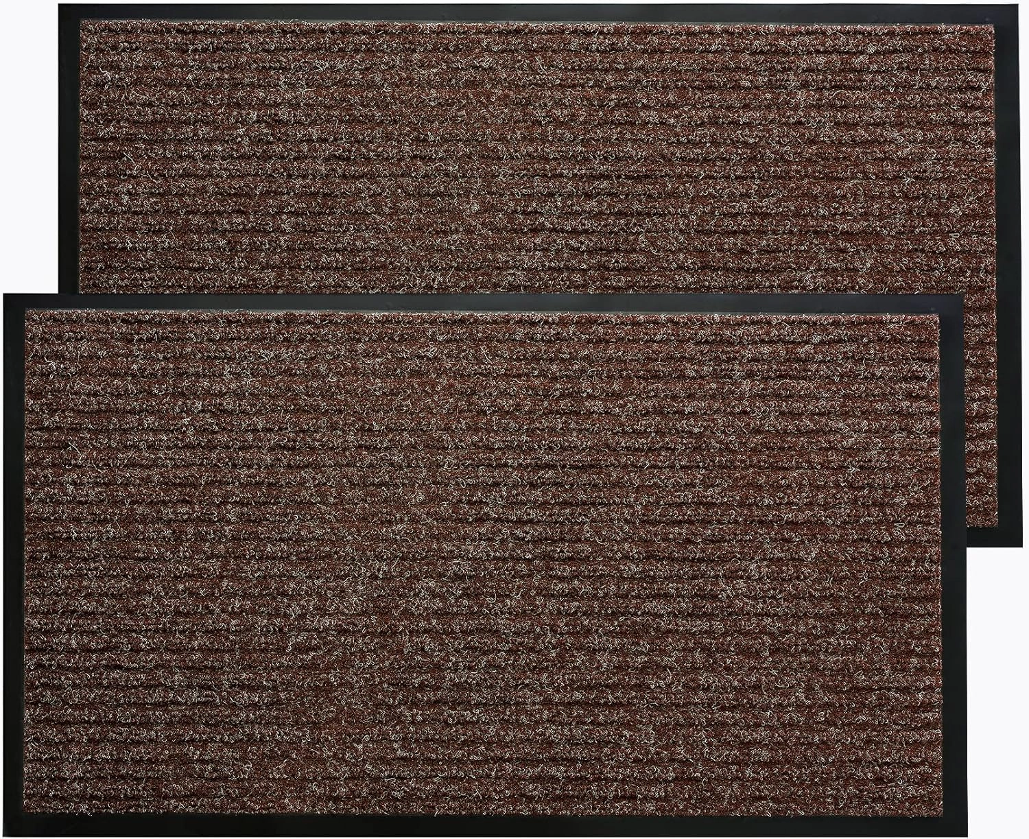 BAGAIL BASICS Door Mat 2-Pack, Doormat Entryway Mats Front Porch Doormats, Non-Slip Dirt-Resistant Entrance Mat, Easy Clean and Durable - 30 x 17 inches, Brown