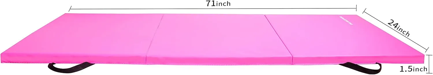 BalanceFrom 2ft x 6ft Three Fold Folding Exercise Mat with Carrying Handles for MMA, Gymnastics and Home Gym Protective Flooring, 1.5-Inch Thick, Multiple Colors