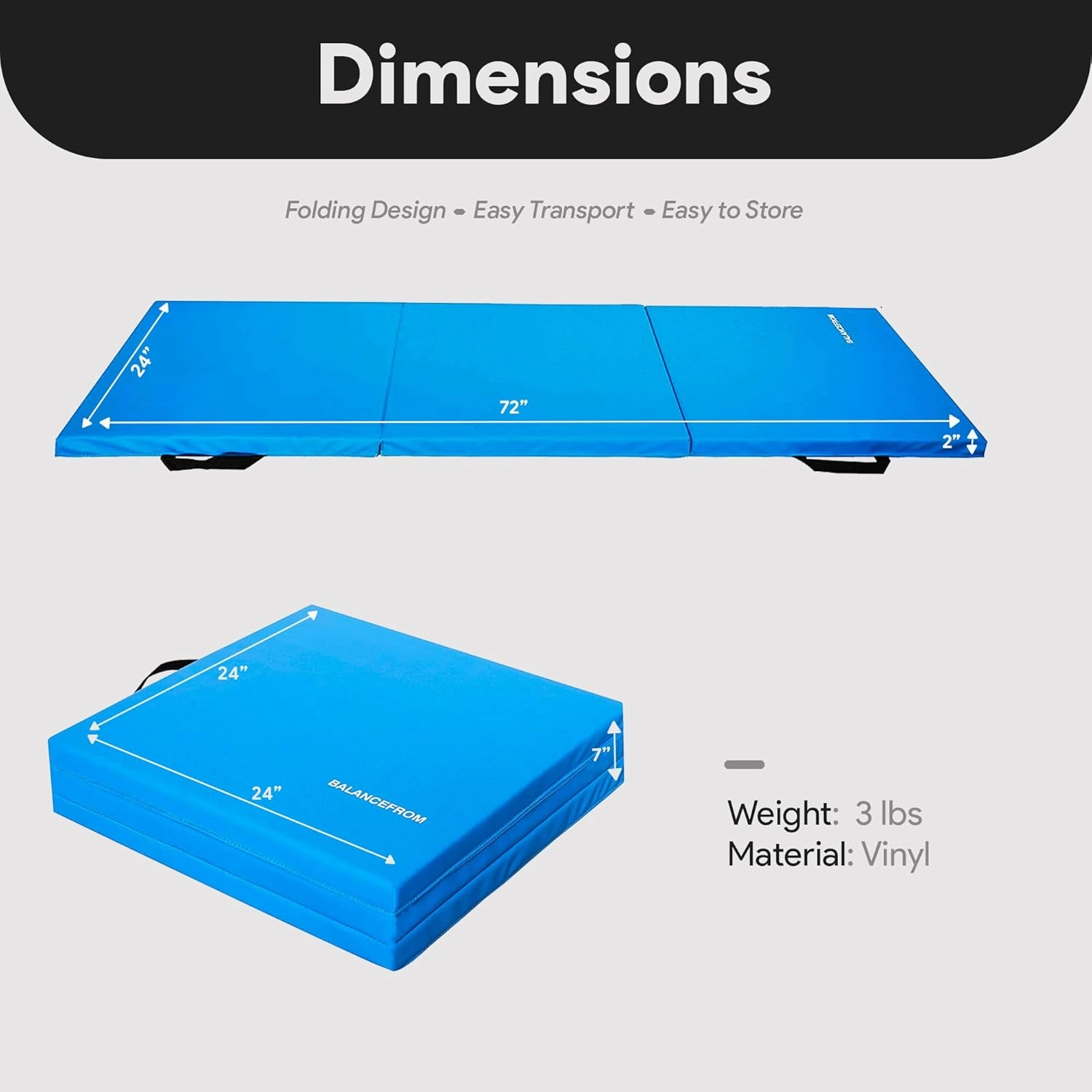 BalanceFrom Folding Gymnastics Mat Home Gym Floor Tumbling Equipment, Multicolor