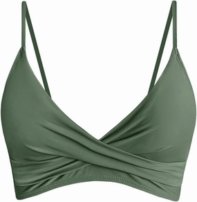 Balasami Women's Push Up Sexy V Neck Adjustable Twist Ruced Front Bikini Swimsuit Top Only