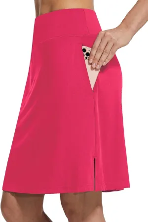 baleaf Women's 20" Golf Skirts Knee Length Skorts Athletic Modest Long Acitive Casual Pockets UV Protection