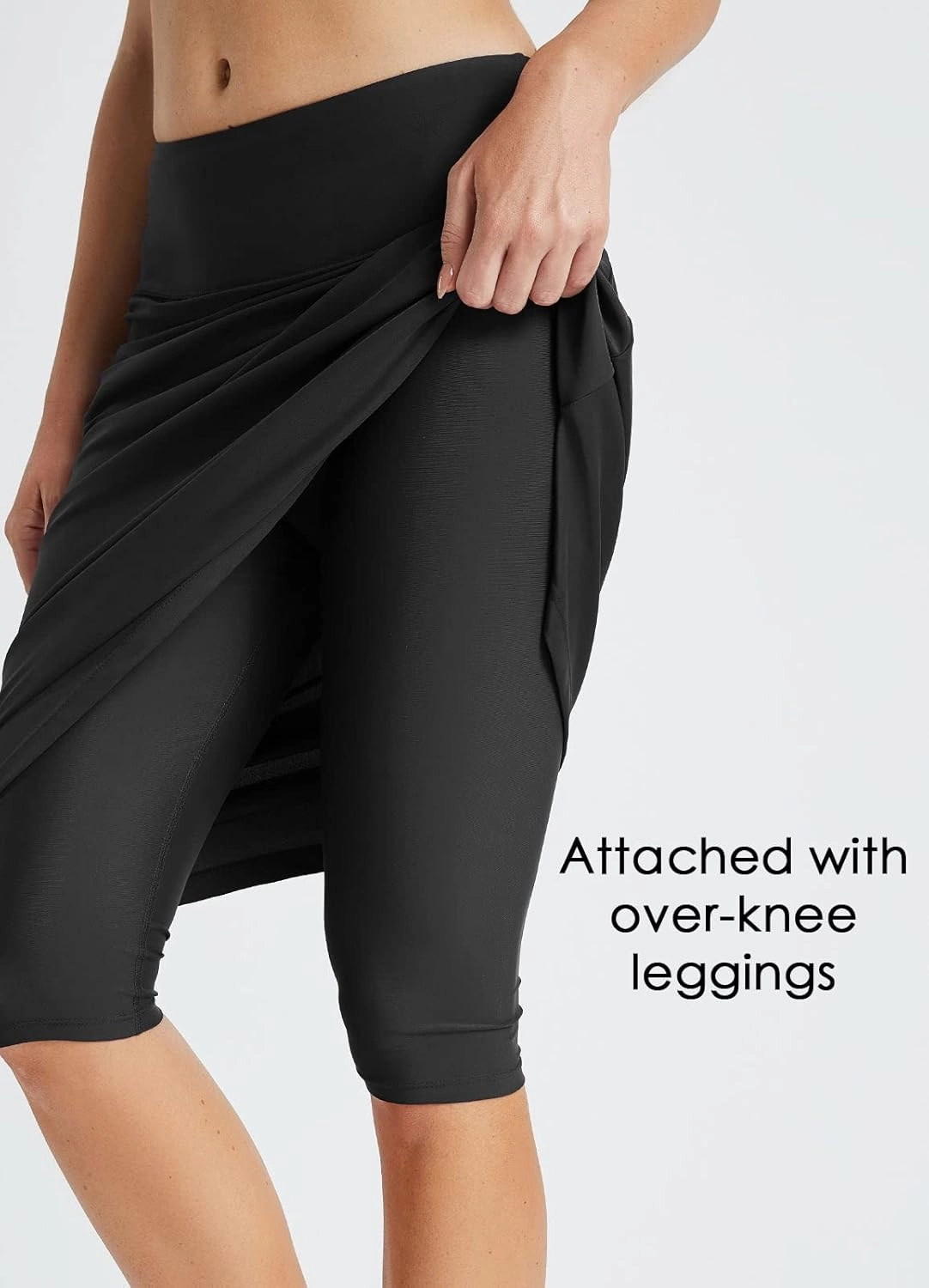 baleaf Women's 28" Midi Length Long Swim Skirts with Legging Modest High Waisted Tankini Skirt Bottom UPF 50 