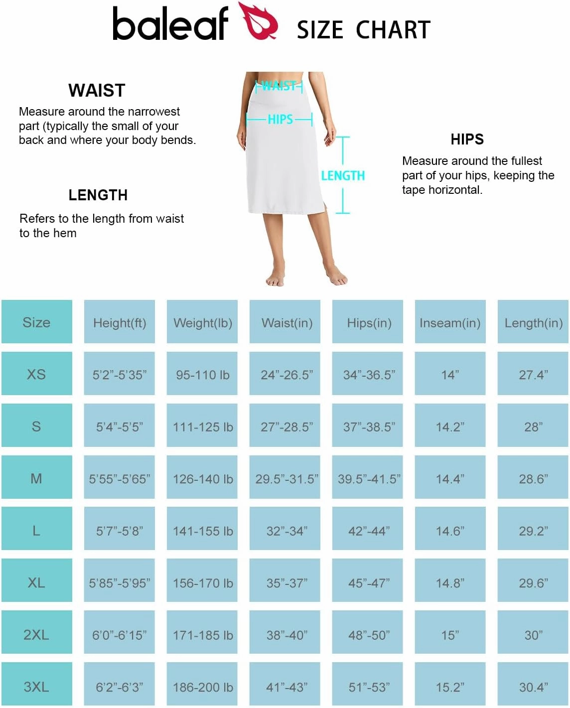 baleaf Women's 28" Midi Length Long Swim Skirts with Legging Modest High Waisted Tankini Skirt Bottom UPF 50 
