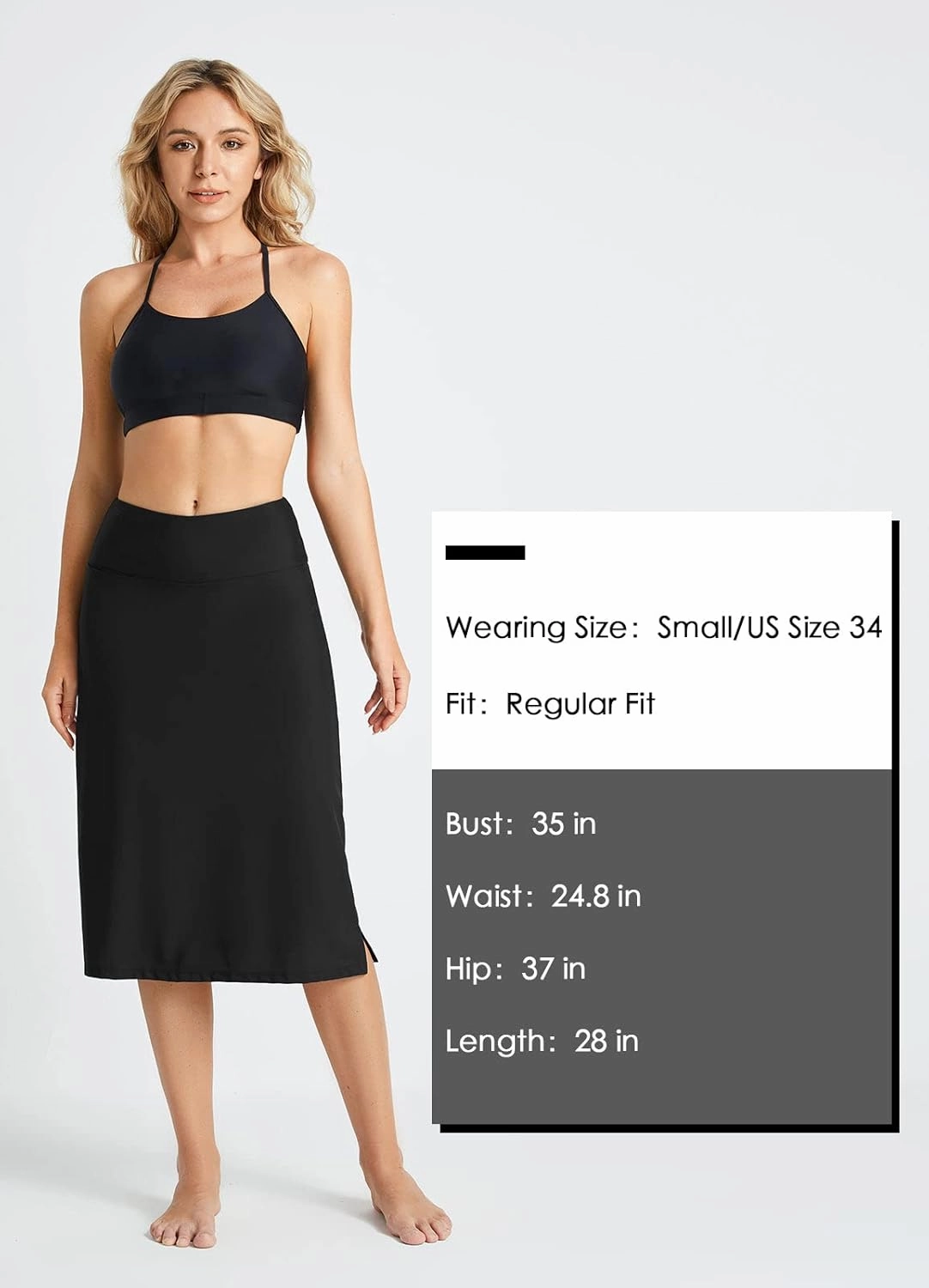 baleaf Women's 28" Midi Length Long Swim Skirts with Legging Modest High Waisted Tankini Skirt Bottom UPF 50 