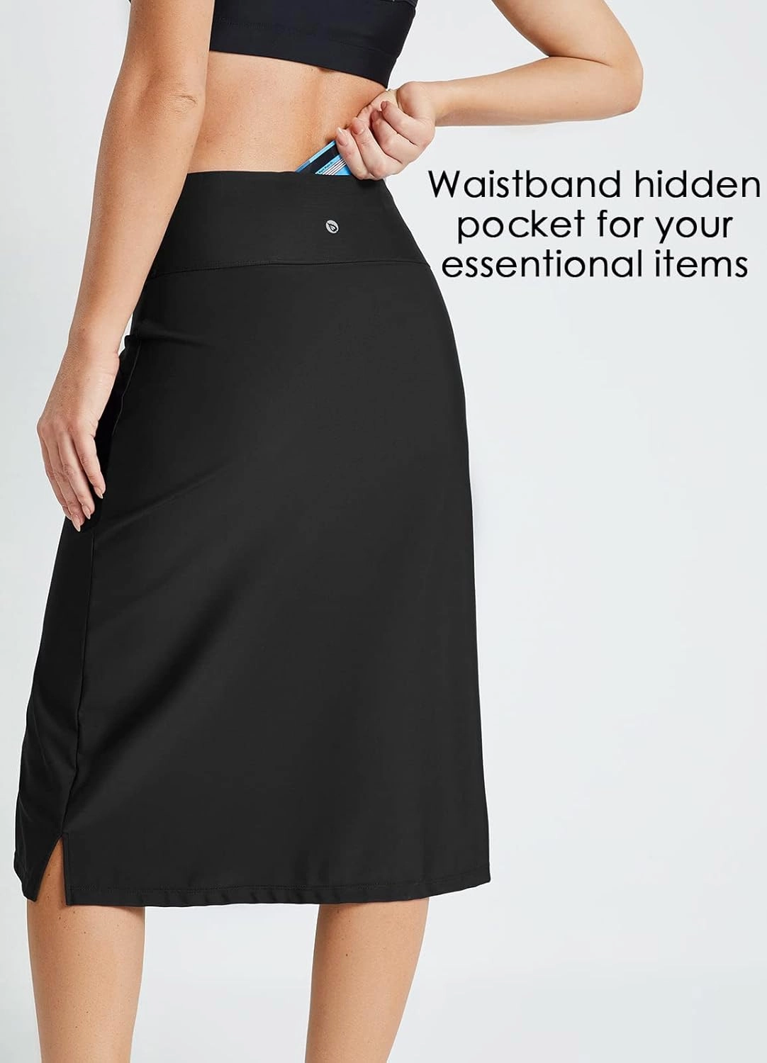 baleaf Women's 28" Midi Length Long Swim Skirts with Legging Modest High Waisted Tankini Skirt Bottom UPF 50 