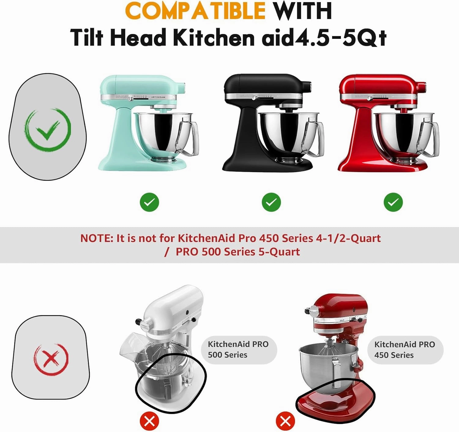 Bamboo Mixer Slider Mat for Tilt Head Kitchen Aid 4.5-5 Qt Stand Mixer, Appliance Sliding Mat for Kitchenaid Artisan 4.5-5 Qt, Kitchen Countertop Storage Accessories Mixer Moving Tray Attachments