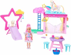 Barbie A Touch of Magic Chelsea Small Doll & Pegasus Playset with Stable, Slide, Pet Bunny 10  Accessories, Color-Change Winged Horse Toy
