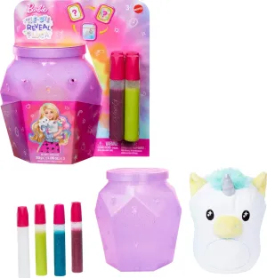 Barbie Mattel Tie-Dye Reveal Plush Toys, 7-inch Soft Stuffed Animal with DIY Washable Fabric Craft Including 3 Colors (Styles May Vary)