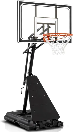 Basketball Hoop 44&48 Inch Backboard Portable Basketball Hoop Outdoor,5.3-10ft Stepless Regulation Crank Adjust Basketball Goal System