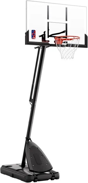 Basketball Hoop 54Inch Impact Backboard, 7.5-10FT Height Adjustable Basketball Hoop Goal System with Portable Wheels for Adults
