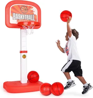 Basketball Hoop for Toddler Kids Height Adjustable Indoor/Outdoor Kids Mini Portable Poolside Basketball Goal with 4 Balls and Air Pump, for Kids Outdoor for Backyard Games Outside Swimming Pool