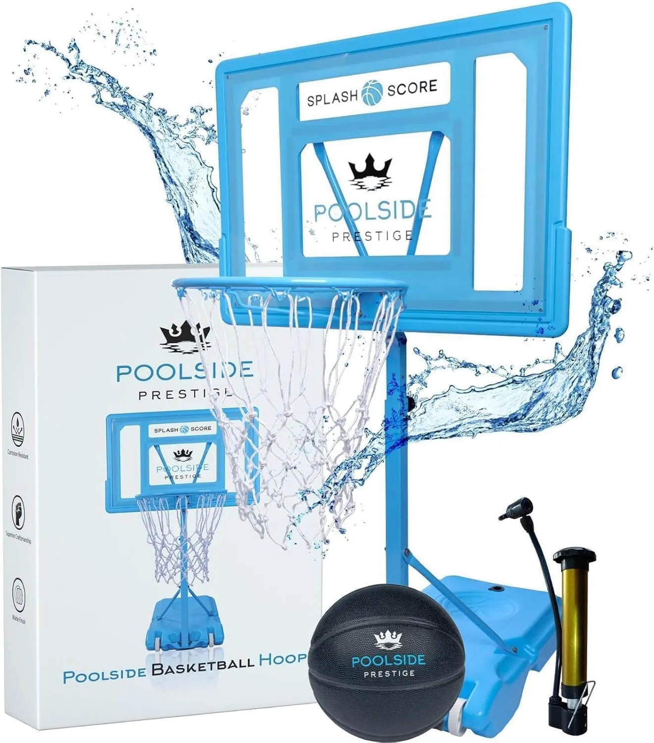 Basketball Hoop Kit, Outdoor Toys with Adjustable Height for Kids, Teens and Adults, Swimming Pool Games and Fun Water Activities for Boys and Girls
