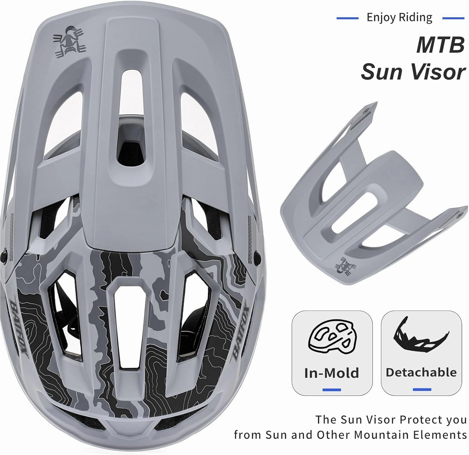 BATFOX Bike Helmet,Mountain Bike Helmet Helmets for Men Women Adults Youth