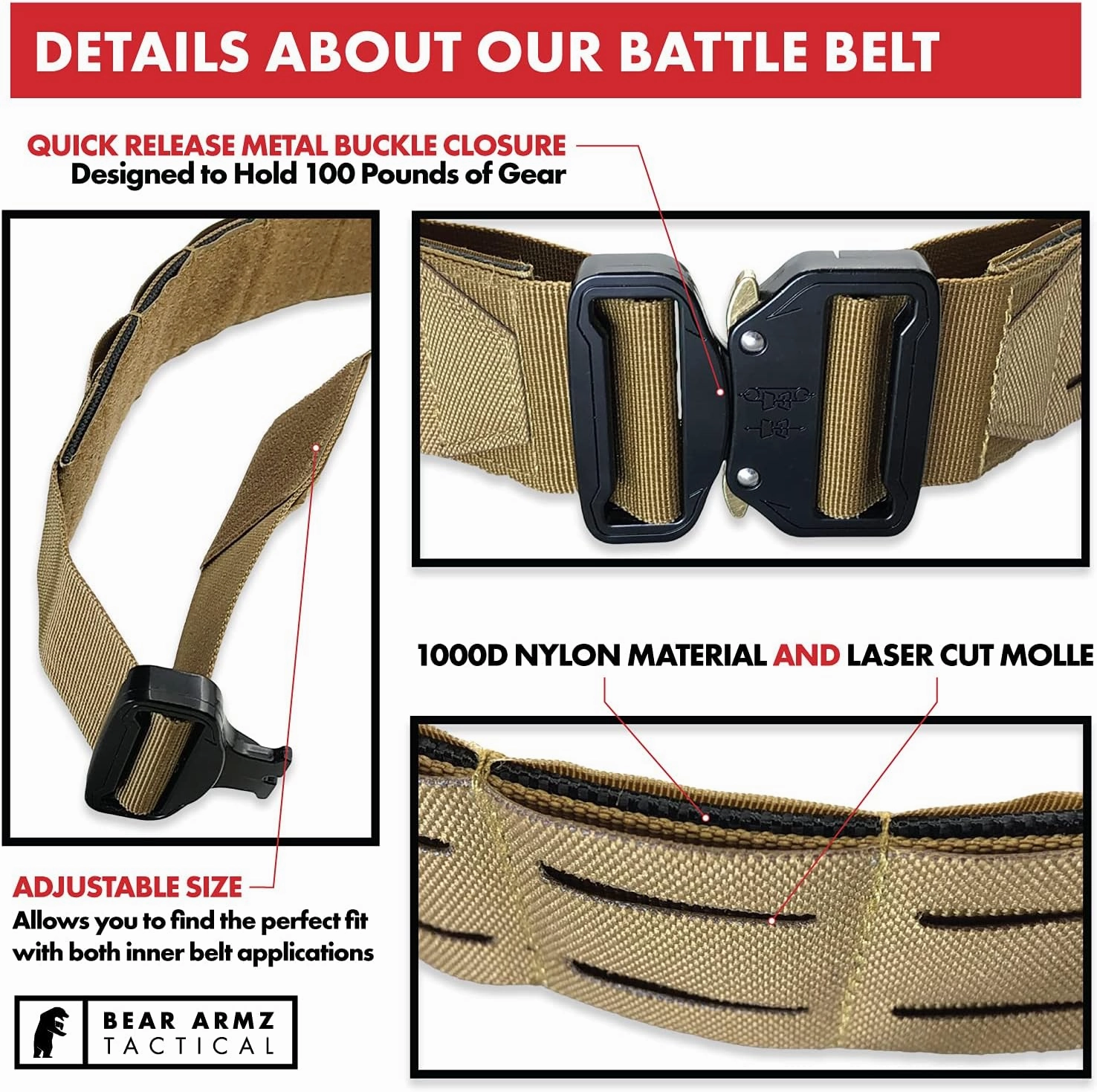 Battle Belt | Heavy Duty Nylon Belts | Molle Riggers Belt | American Company