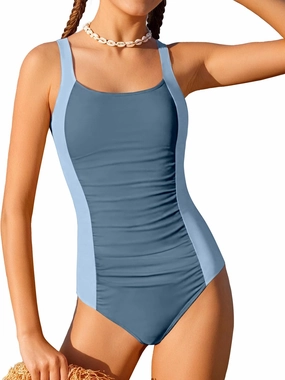 BAVEDER Girls Swimsuit One Piece Swimsuits Solid Ruched Bathing Suit for Girls Full Coverage Modest Padded Swimwear 9-16y