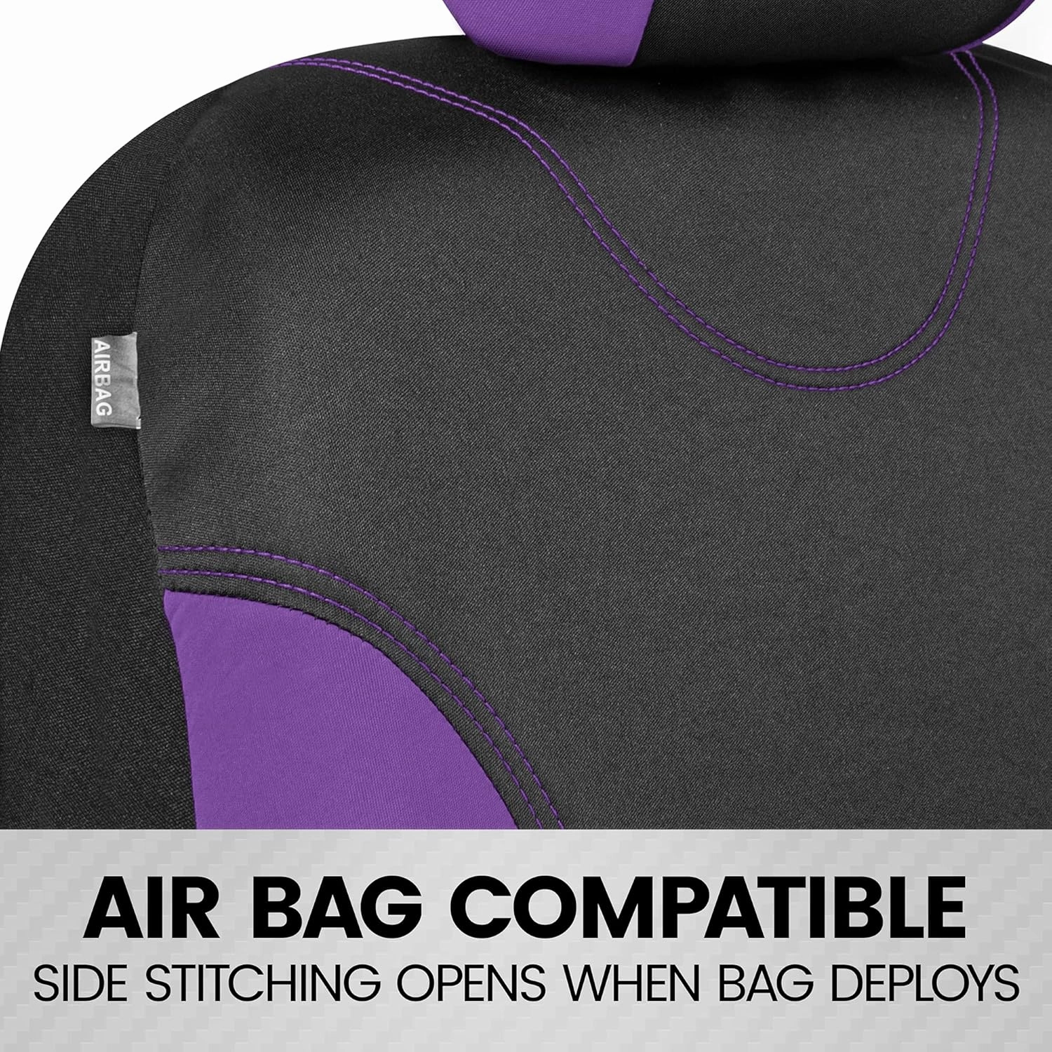 BDK UltraSleek Purple Seat Covers for Cars, Two-Tone Front Seat Covers with Matching Back Car Seat Cover, Made to Fit Most Auto Truck Van SUV, Interior Car Accessories, Full Set