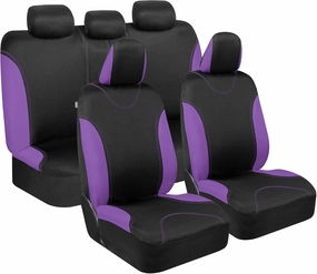 BDK UltraSleek Purple Seat Covers for Cars, Two-Tone Front Seat Covers with Matching Back Car Seat Cover, Made to Fit Most Auto Truck Van SUV, Interior Car Accessories, Full Set