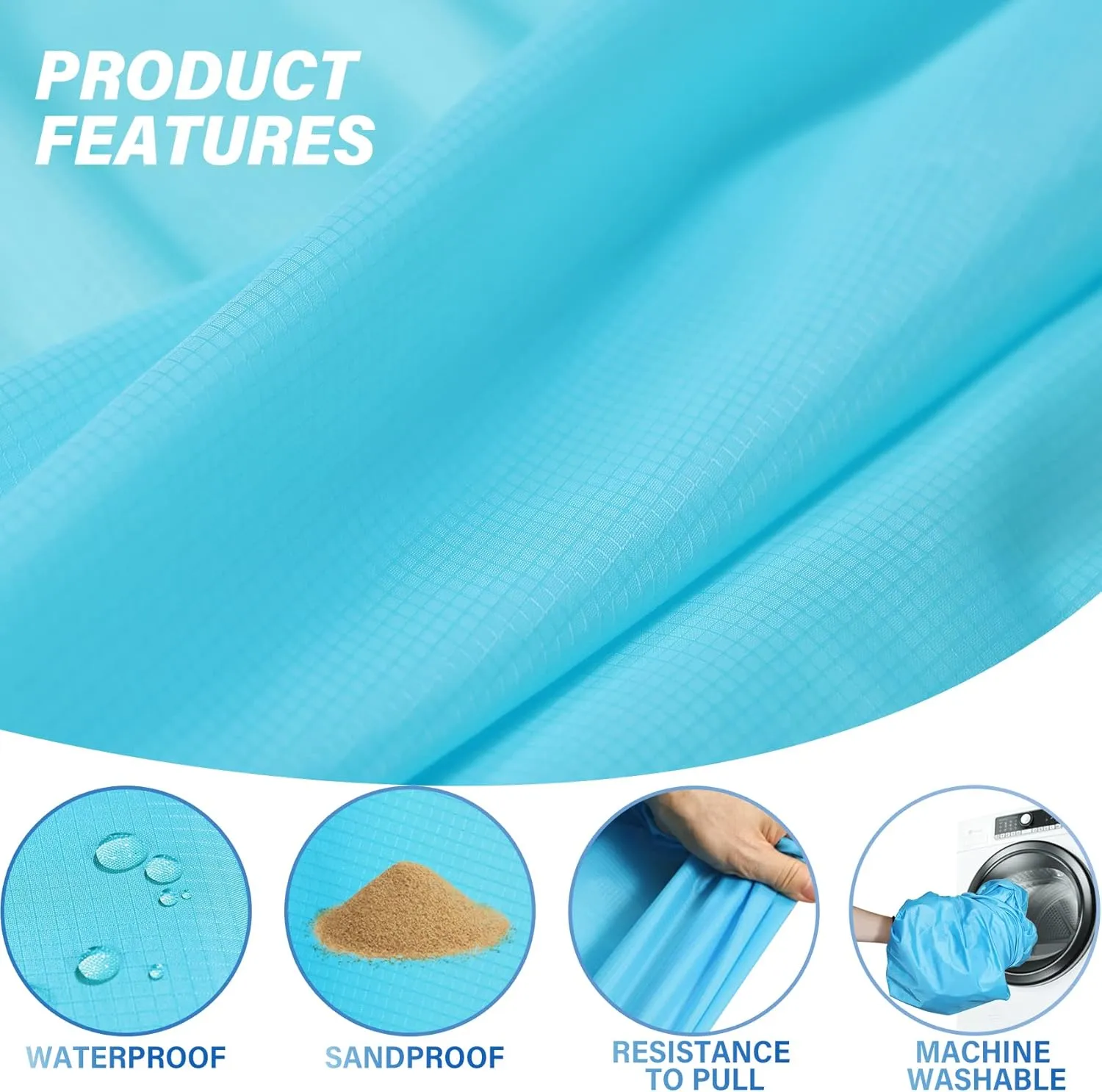 Beach Blanket Oversized Extra Large 10'X 9',Waterproof Sandproof Beach Blanket 2-8 Adults Lightweight Durable for Travel Camping Hiking Picnic (10'X 9', Green&White)