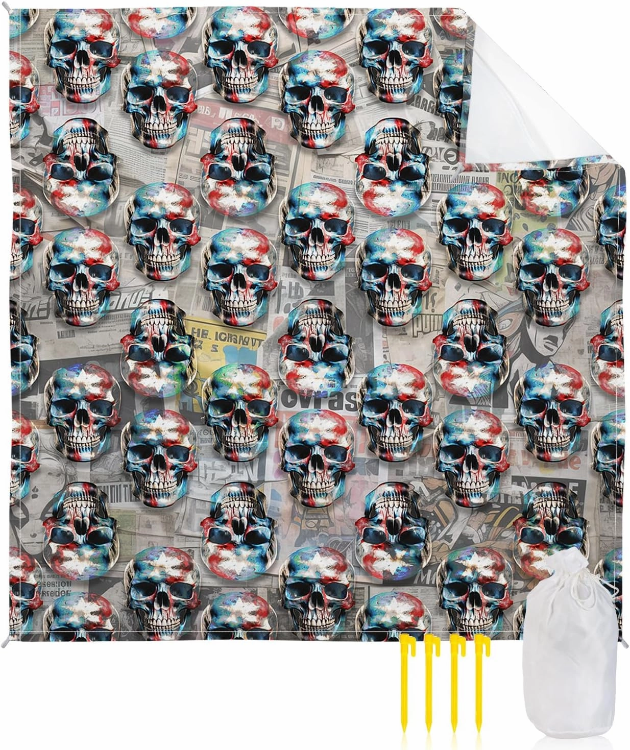 Beach Blanket Sandproof, Abstract Mottle Pentagram Perforated Head Waterproof Beach Mat Lightweight Quick Drying Picnic Blanket Beach Essentials for Travel Camping Hiking 118x108in