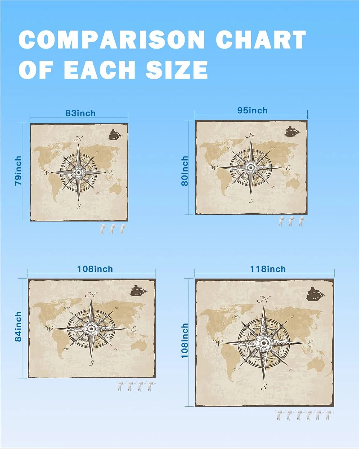 Beach Blanket Sandproof, Compass Sail Rustic Waterproof Beach Mat Lightweight Quick Drying Picnic Blanket Beach Essentials for Travel Camping Hiking 83x79in