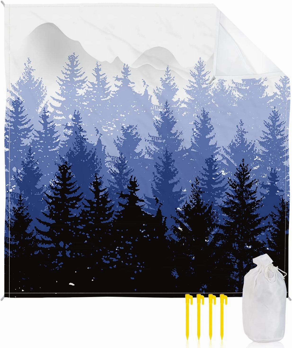 Beach Blanket Sandproof, Fall Forest Silhouette Purple Art Oil Painting Waterproof Beach Mat Lightweight Quick Drying Picnic Blanket Beach Essentials for Travel Camping Hiking 83x79in