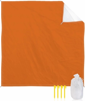 Beach Blanket Sandproof, Fall Pure Orange Solid Color Waterproof Beach Mat Lightweight Quick Drying Picnic Blanket Beach Essentials for Travel Camping Hiking 118x108in