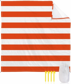Beach Blanket Sandproof, Orange and White Stripes Waterproof Beach Mat Lightweight Quick Drying Picnic Blanket Beach Essentials for Travel Camping Hiking 108x84in