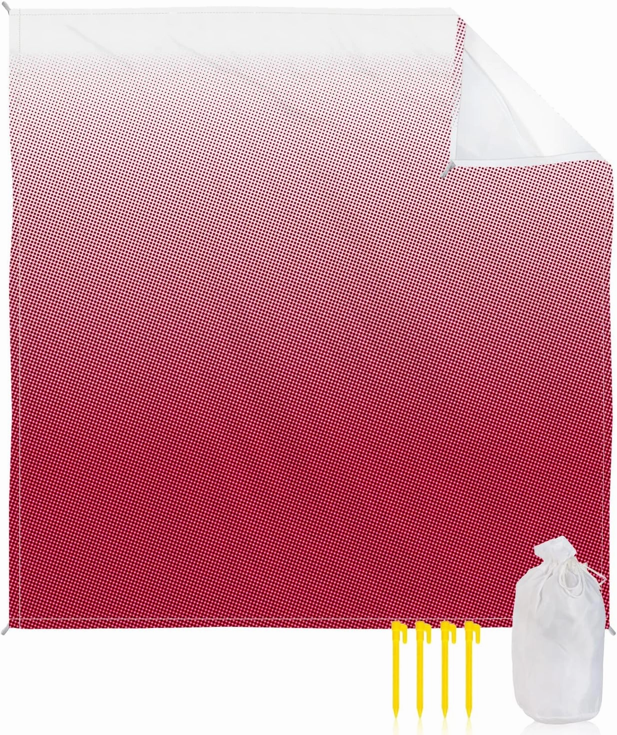 Beach Blanket Sandproof, Solid Gradient Polka Dot Red Waterproof Beach Mat Lightweight Quick Drying Picnic Blanket Beach Essentials for Travel Camping Hiking 83x79in