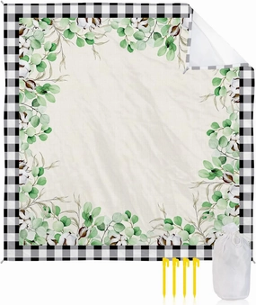 Beach Blanket Sandproof, Summer Flower Cotton Watercolor Rustic Waterproof Beach Mat Lightweight Quick Drying Picnic Blanket Beach Essentials for Travel Camping Hiking 95x80in