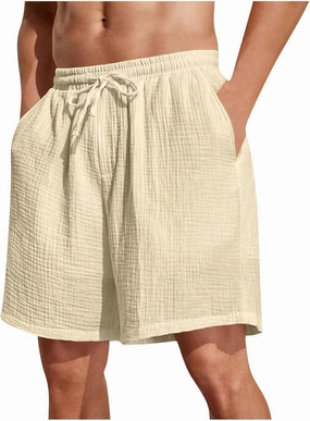 Beach Shorts for Men 5 Inch Textured Elastic Waist Drawstring Workout Running Jogging Active Wear with Pockets 2025