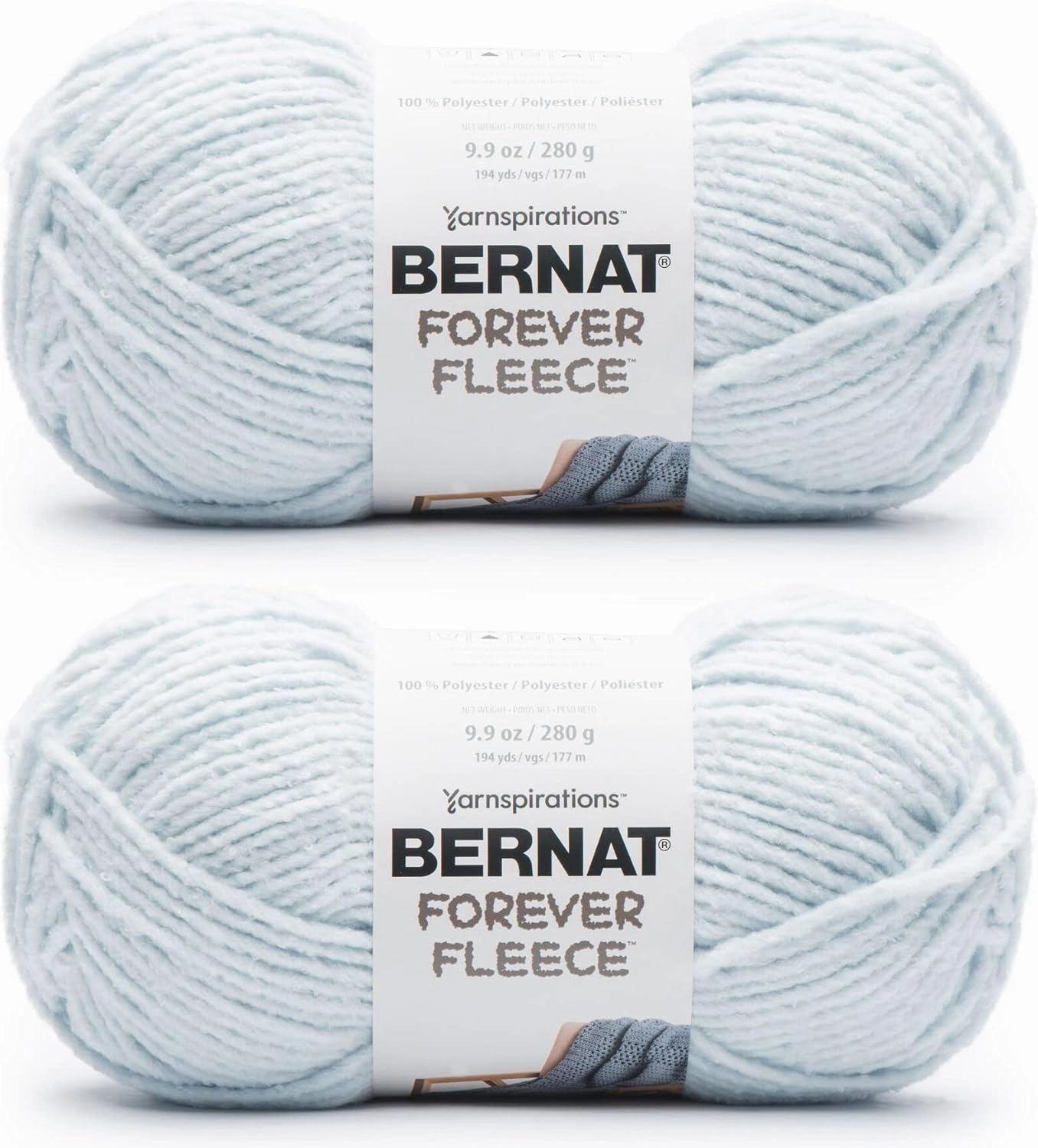 Bernat Forever Fleece Cornflower Yarn - 2 Pack of 280g/9.9oz - Polyester - 6 Super Bulky - 194 Yards - Knitting/Crochet