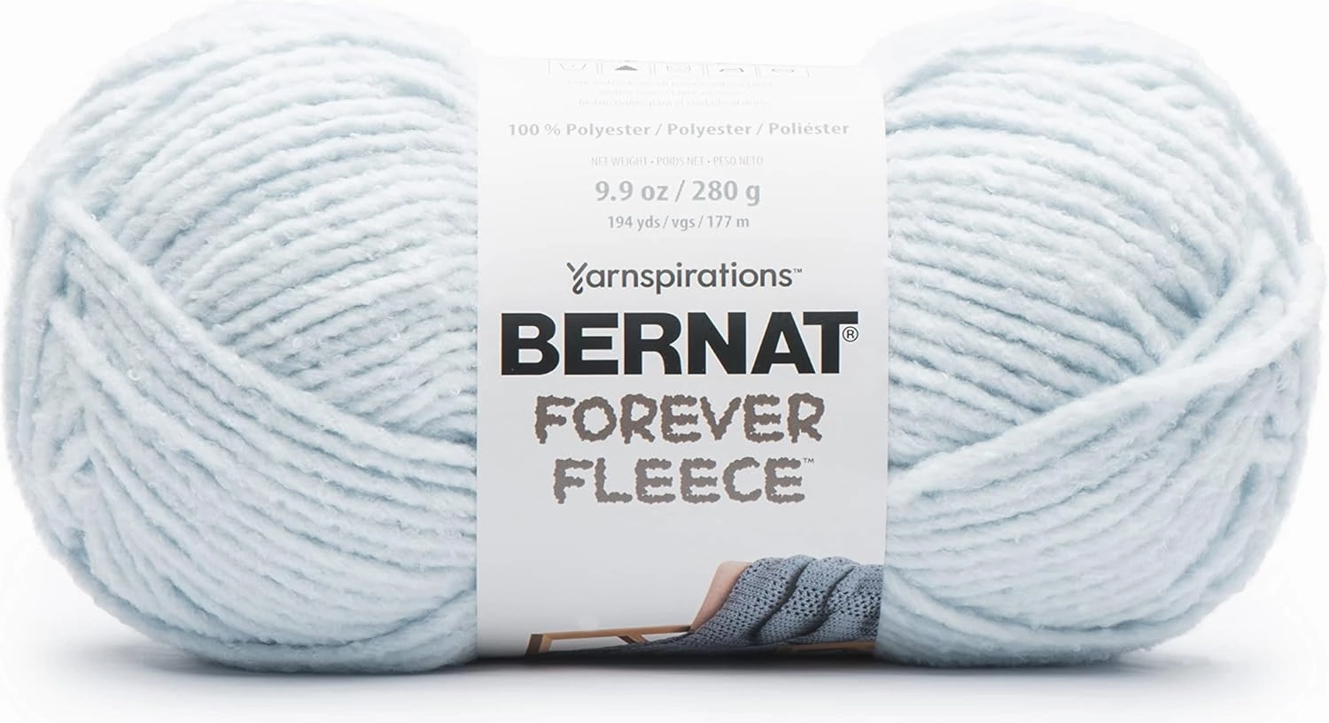 Bernat Forever Fleece Cornflower Yarn - 2 Pack of 280g/9.9oz - Polyester - 6 Super Bulky - 194 Yards - Knitting/Crochet