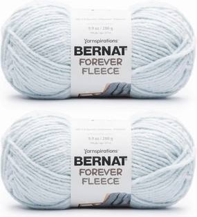 Bernat Forever Fleece Cornflower Yarn - 2 Pack of 280g/9.9oz - Polyester - 6 Super Bulky - 194 Yards - Knitting/Crochet