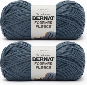 Bernat Forever Fleece Rolling Sky Yarn - 2 Pack of 280g/9.9 oz - 100% Polyester - #6 Super Bulky - 194 Yards - Knitting/Crochet