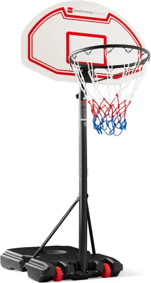 Best Choice Products Kids Height-Adjustable Basketball Hoop, Portable Backboard Set w/ 2 Wheels, Fillable Base, 70.5in to 82.3in Tall