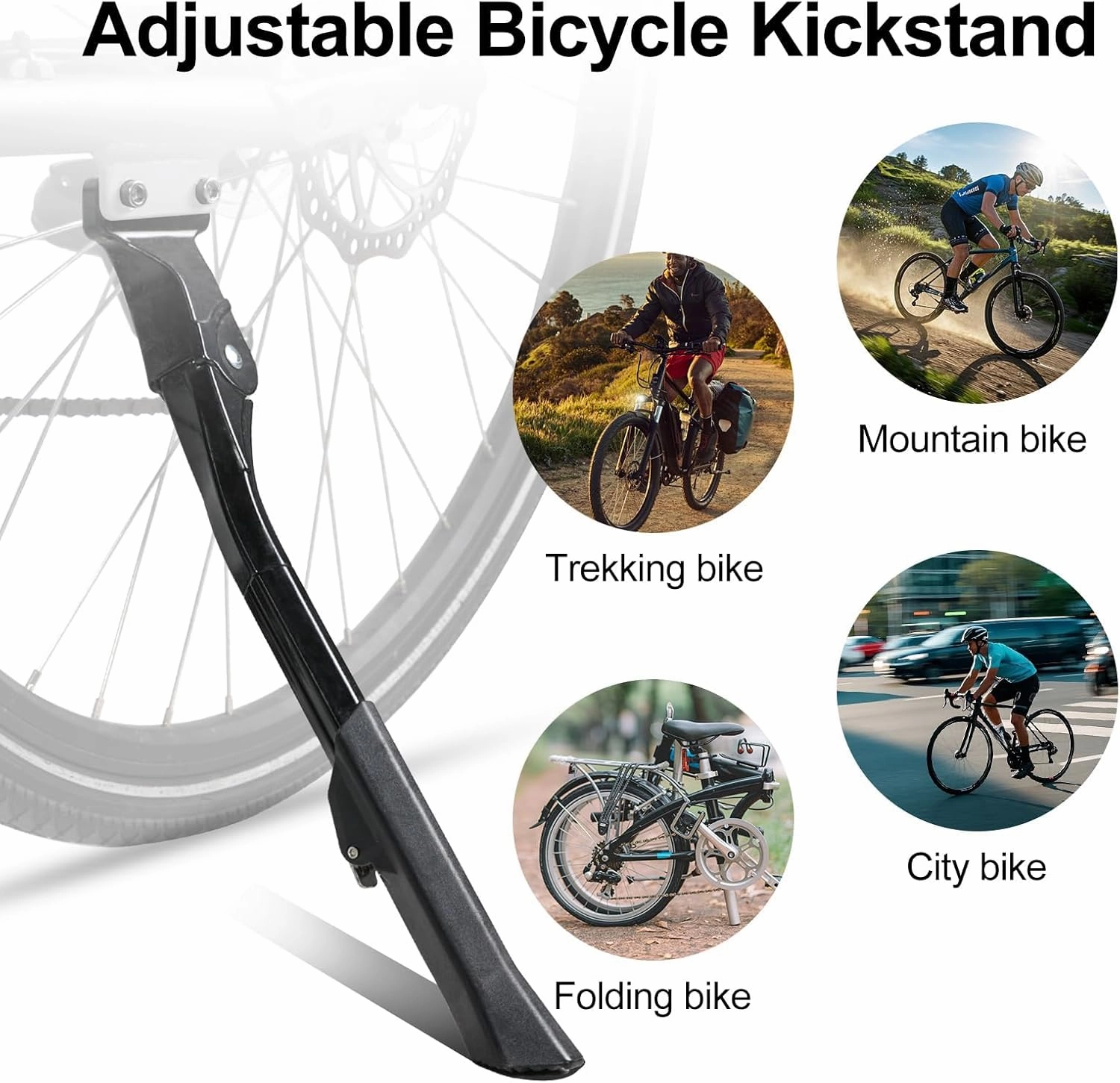 Bike Kickstand for Orbea Avant Avant H Avant M20 Carpe Comfort 28 Dude 10 Gain, Adjustable Kickstand Foot Side Stand Support, Aluminum Rear Side Bicycle Stand for Bike with Non-Slip Rubber Foot
