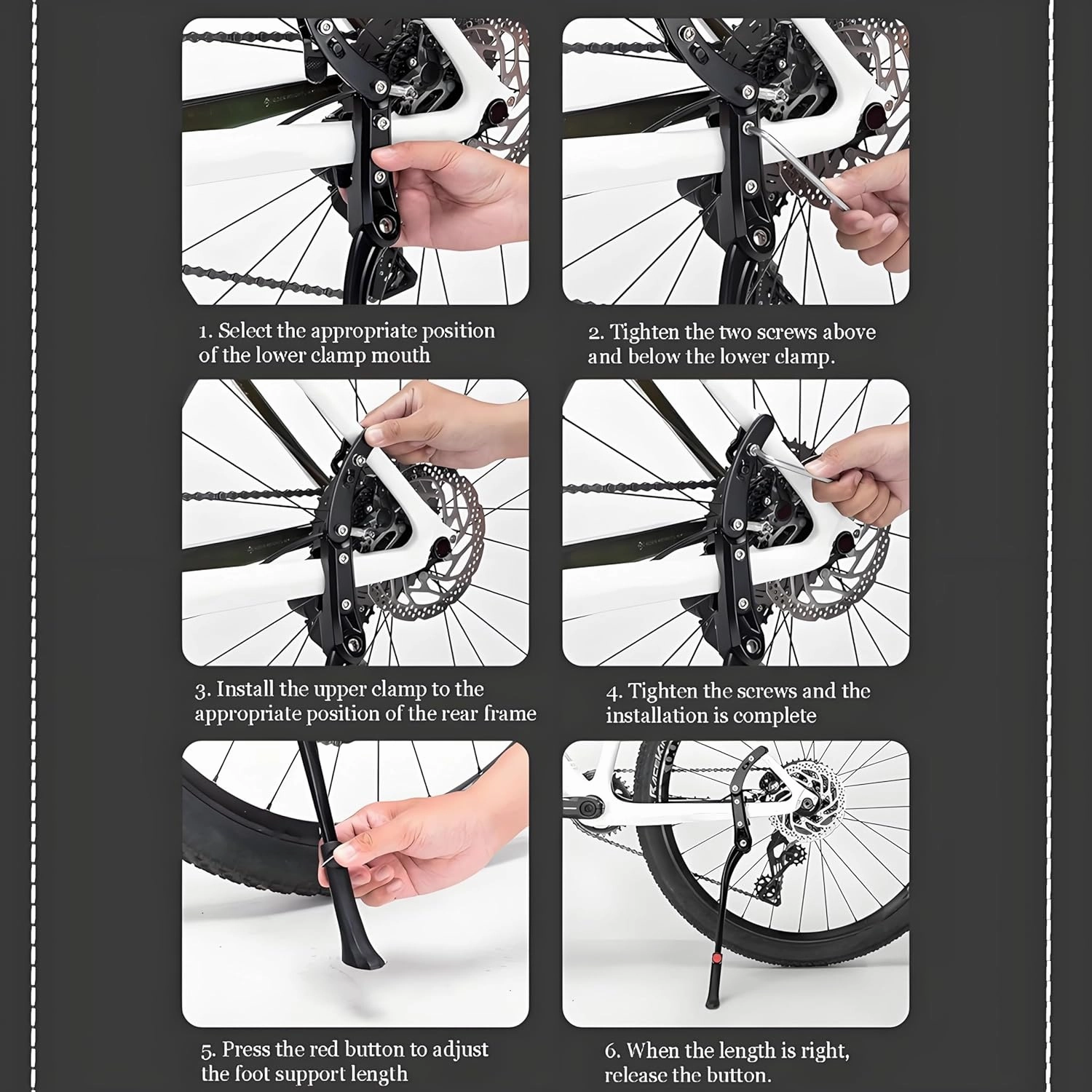 Bike Kickstand for Orbea Avant Avant H Avant M20 Carpe Comfort 28 Dude 10 Gain, Adjustable Kickstand Foot Side Stand Support, Aluminum Rear Side Bicycle Stand for Bike with Non-Slip Rubber Foot