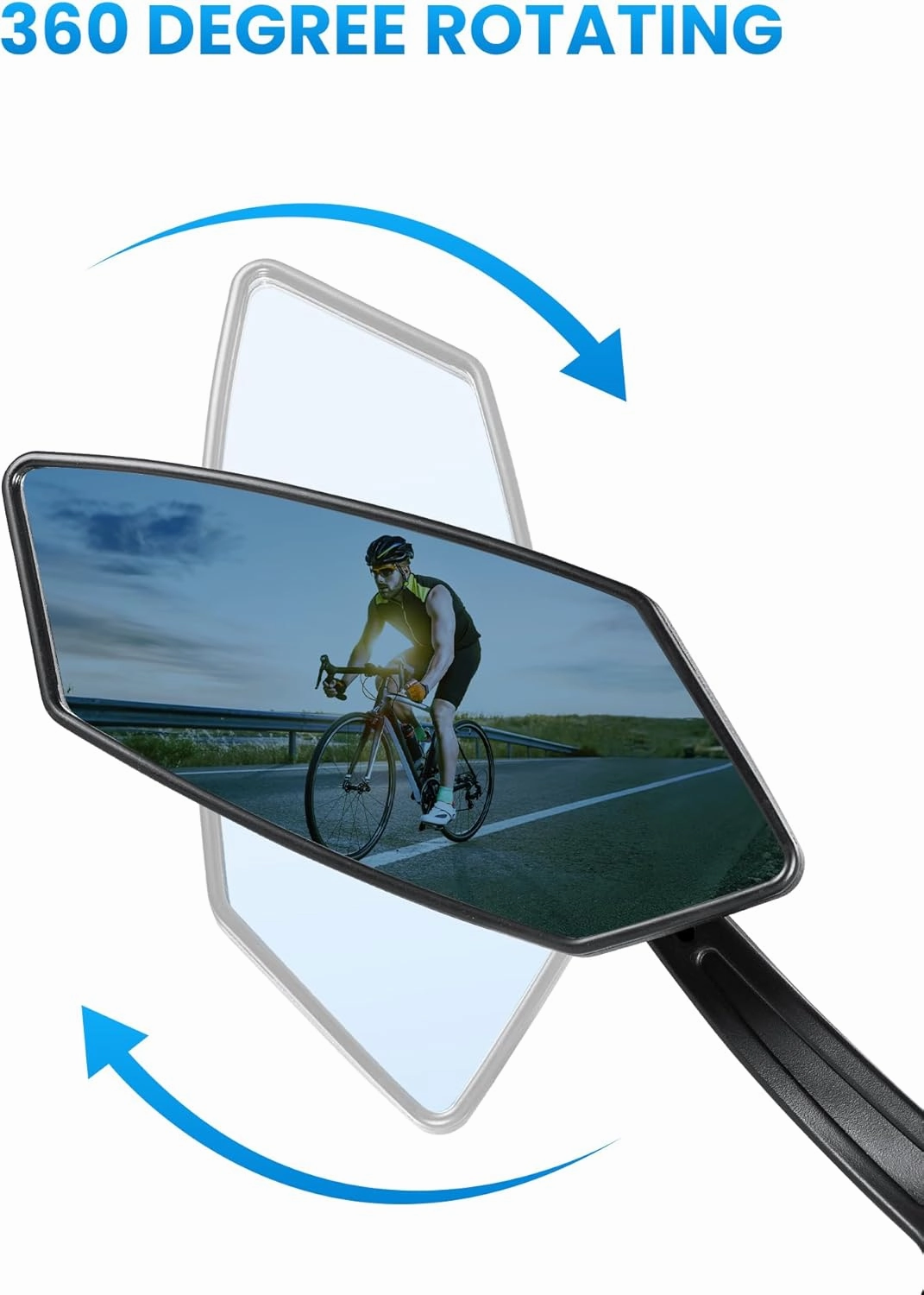 Bike Mirror Handlebar Mount 360° Adjustable Blue, Wide Rear View Mirror Bicycle Mirrors for Handlebars with Scratch Resistant Glass, Bike Rear View Mirror for Scooter, Motorcycle, Bike Accessory Left